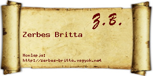 Zerbes Britta névjegykártya